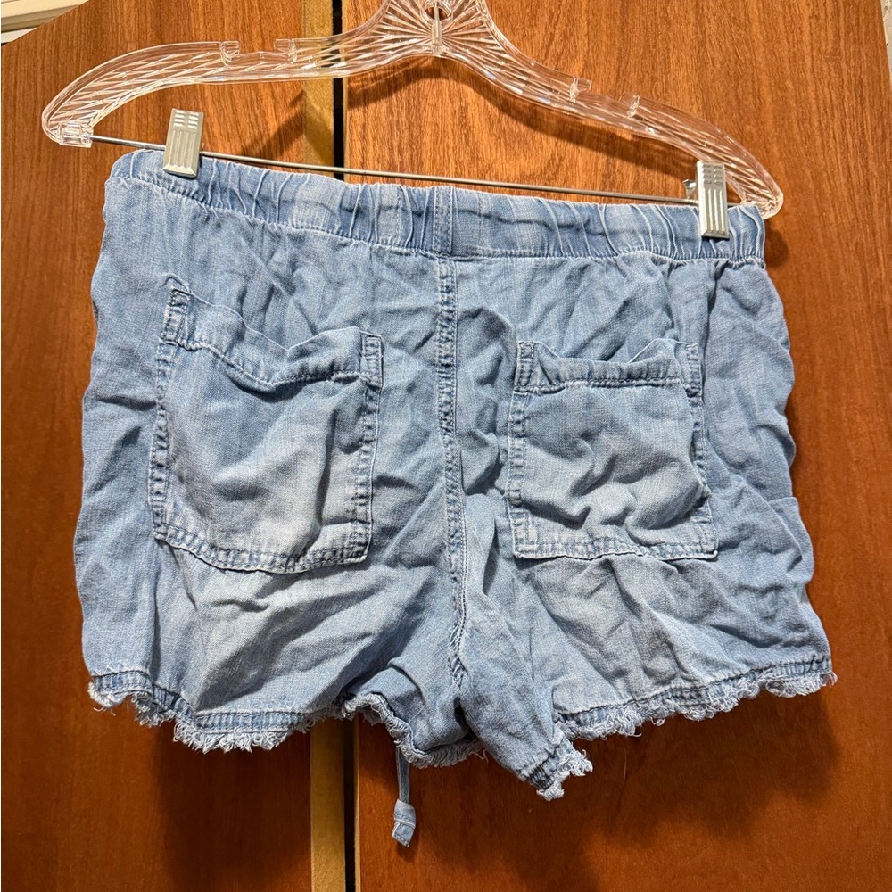 Blue Denim Women's Drawstring Shorts - Picture 4 of 5